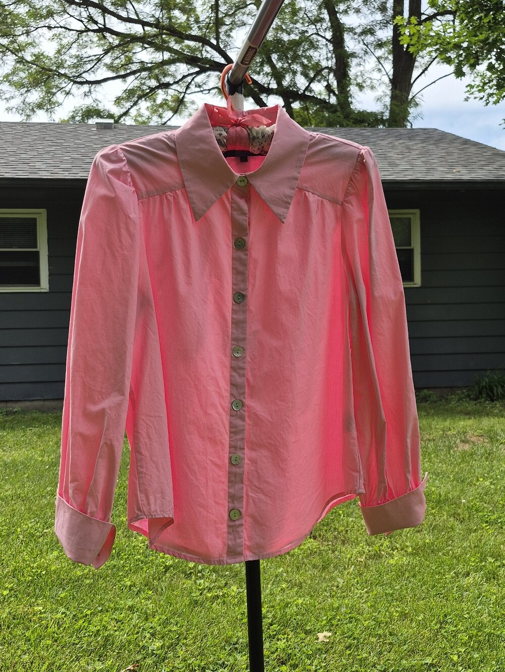 Eva Franco Pink Classic Buttondown Blouse-S - Picture 1 of 10